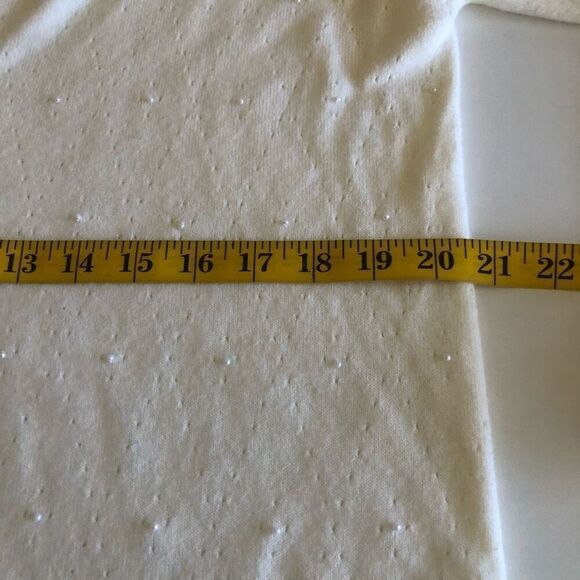 Koret Soft Ivory Grandmacore, Pearlcore Old Money, Vintage V Neck Cardigan Sz L - Picture 8 of 11